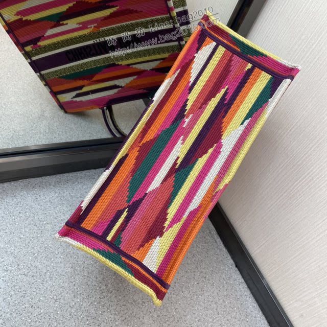 Dior女包 迪奧Book Tote彩虹大號托特包 Dior刺繡購物袋  dfk1821